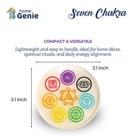 Home Genie Seven Chakra Selenite Round Plate for Energy Healing & Meditation | Crystal Charging Plate | Spiritual Home Decor | Diameter: X cm