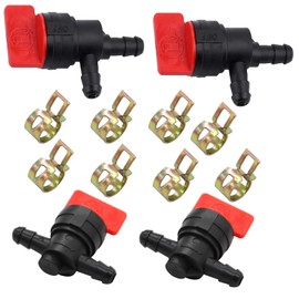 1/4" Right Angle Cut Off Valve and Inline Fuel Shut Off Valve Straight Gas Valve with Clamps fit for Briggs & Stratton 494768, 697947,698183 (4)