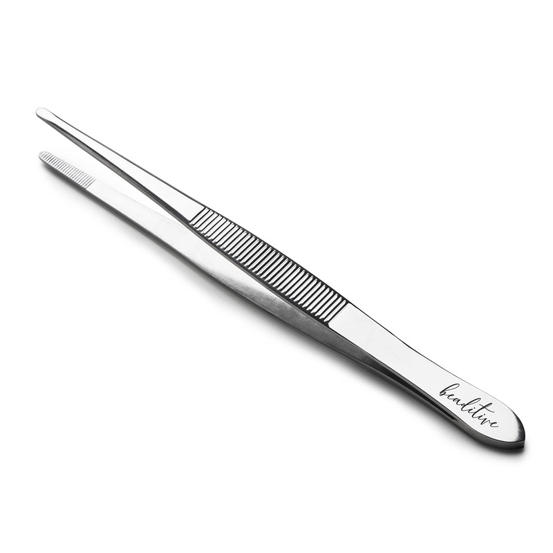 Beaditive 5.5" Sewing Machine Tweezers Set (3 Pieces) Serrated Straight