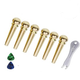 Imelod Guitar Bridge Pins Pegs Guitar Parts 6 Pieces Brass Copper for Acoustic Guitar with Guitar Bridge Endpin Replacement Parts for Guitar