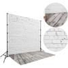 White Brick Wall with Wooden Floor Photography Backdrop Vinyl Photo