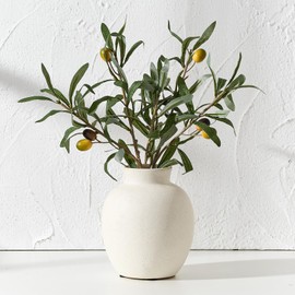 PORCER 6 Inch Antique Ceramic Vase, Terracotta Vase Boho Decor Farmhouse Decorative Vase, Rustic Vase for Home Decor, Living Room, Entryway, Wedding - Particle Surface Design, White