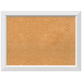 Natural Cork Board (32.00 x 24.00 in.), Blanco White Wood Frame - Bulletin Board, Organization Board, Pin Board - Medium