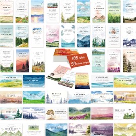 100 PCS Bible Verse Cards, 50 Delicate Designs Mini Prayer Cards Water-color Style Motivational Inspirational Quote Cards for Religious Christian Woman