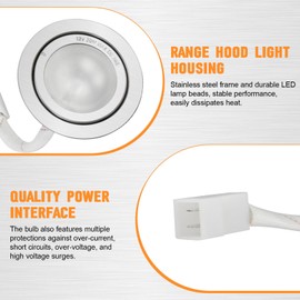 Range Hood Light Housing SB02300798 Fits For Broan Nutone PM500 PM500SS EE55000 Halogen Lamp Assembly,LED Hood Light Bulb AC12V MAX 20W,Sturdy Stainless Steel Frosted Glass Cover Lighting Bulb,2PCS