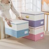 PRANDOM Large Foldable Storage Bins with Lids [3-Pack] linen Fabric