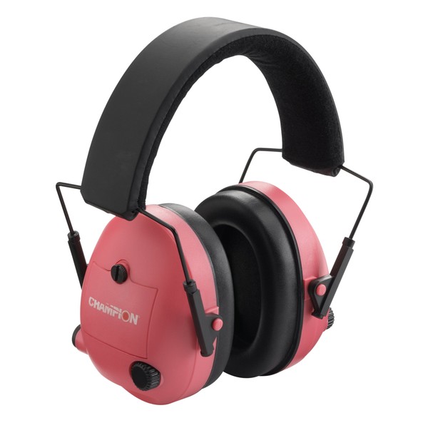 Champion Traps and Targets, Ear Muffs, Electronic, Pink, Adjustable, (Model: 40975)