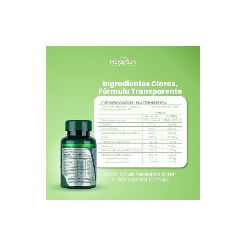 Niacinamida - Resveratrol - Omega 3 - Nicotinamida en Cpsulas
