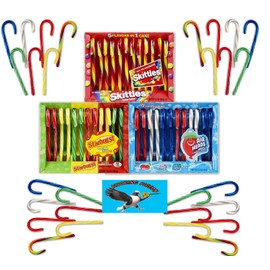 Air Heads, Starburst, and Skittles Candy Canes 36 Count Total - Christmas Holiday Stocking Stuffers - Includes PITCHING PIGEON Brand Magnet