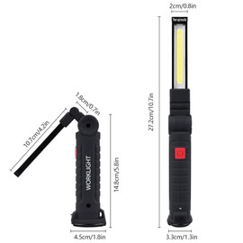 2 Stück USB wiederaufladbare Inspektionsleuchte LED Arbeitslampe mit COB&SMD, 360° drehbar, Magnetfuß & Haken, 5 Modi, Wasserdicht Magnetische Werkstattlampe für Auto, Camping, Notfall, KFZ Reparatur