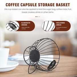 XIAOJUN Coffee Capsule Storage Basket Coffee Cup Basket Coffee Pod Organizer Holder Coffee Pod Holder Coffee Accessories (Black)