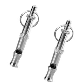 Dwang 2 Pcs Stainless Steel Pets Whistle Adjustable Pet Training Sound Control Puppy Bark Whistles with Suspendable Key Chain Dogs Training and Behavior Aid Supplies