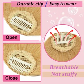 Clip in Bangs 100% Human Hair with Temples Hairpieces Air Hair Bangs Clip in Hair Extensions for Party and Daily Wear(Ash Blonde)