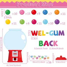 Colorful Bubble Gumball Bulletin Board Classroom Decorations Welcome Back to School Bulletin Board Gumball Machine WEL-Gum Candy Themed Classroom Motivational Cutouts for School Wall Decals Decor