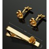Jonwo Rose Flower Cufflinks and Tie Pin Set Regular Necktie