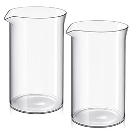 Maxdot 2 Pcs French Press Replacement Glass 12 oz Universal Replacement Beaker for French Press Tea and Coffee Makers Borosilicate 3.3 Glass Spare Carafe