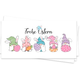 Easter Cards Set of 10 Folding Happy Easter Greeting Cards in Long Folding Cards with Cute Dwarfs Flowers Gnomes Happy Easter Cards Card Set High Quality Business
