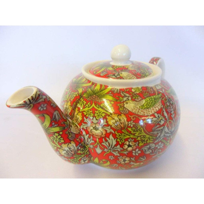 William Morris red Strawberry Thief 2 Cup teapot from The