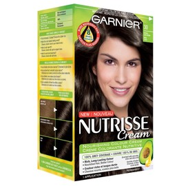 GARNIER Nutrisse Cream, Permanent Hair Colour, 30 Intense Dark Brown, 100% Grey Coverage, Nourished Hair Enriched With Avocado Oil, 1 Application