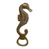 6" Antiqued Brass Sea Horse Bottle Opener, Coastal Barware