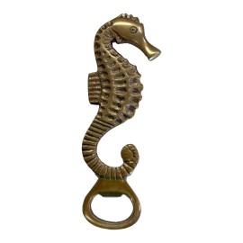6" Antiqued Brass Sea Horse Bottle Opener, Coastal Barware