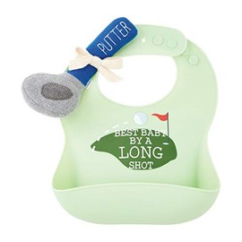 Mud Pie Silicone Baby Golf Bib Set with Golf Putter Rattle
