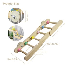 Folding Bird Ladder, Wooden Bird Perch Stand, Climbing Toy for Cage, Multi-Purpose Bird Stand for Parrots, Cockatiels, Budgies