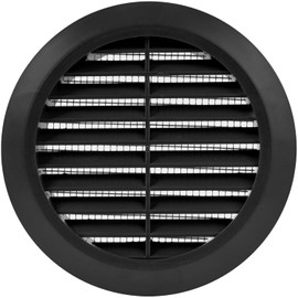 Vent Systems 4'' Inch - Black - Soffit Vent Cover - Round Air Vent Louver - Grill Cover - Built-in Insect Screen - HVAC Vents for Bathroom, Home Office, Kitchen