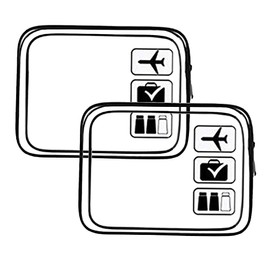 ANEMEL 2Pcs Clear Toiletry Bag TSA Approved Portable Travel Waterproof Makeup Cosmetic Bag Carry On Storage For Women Men, Black