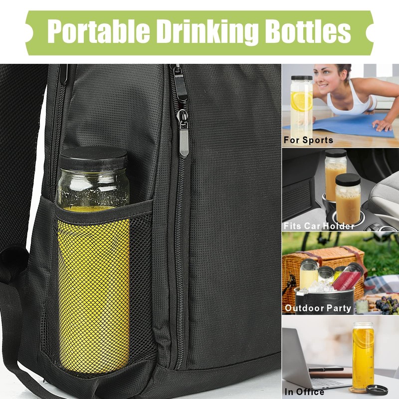 [8 Pack] 20 Oz Glass Juicing Bottles w Airtight Lids