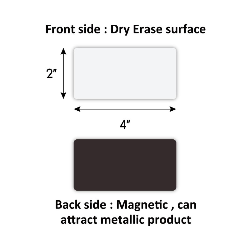 MVISUAL Reusable Magnetic Labels 4x2 Inch White, Dry Erase Magnetic