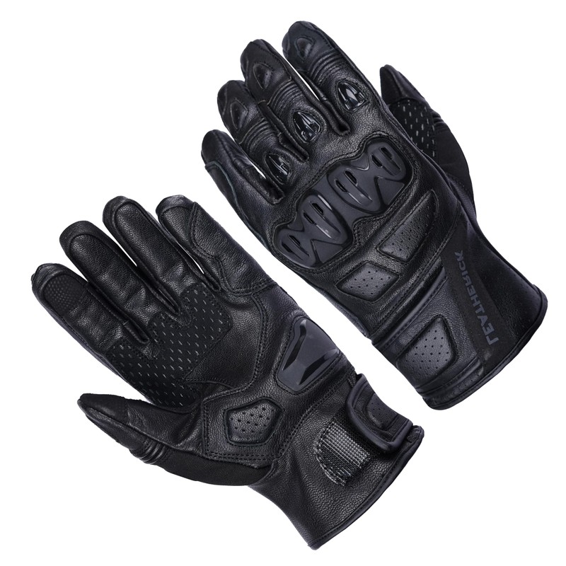 Leatherick Mens Motorcycle Gloves Black Genuine Leather CE Certified Protective