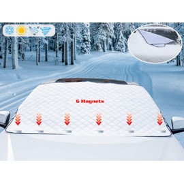 Glare Guard Universal Magnetic Car Windshield Snow Cover, 4 Layer All Weather Auto Snow Cover Protects from Snow, Ice, Sleet, Frost & Hail. 76” x 37” UV Cover Fits All Cars, Smaller Trucks and SUV’S