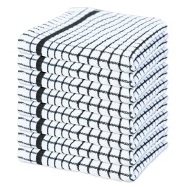 Sloppy Chef Checkered Kitchen Dishcloths (8-Pack,13x13i - Black & White