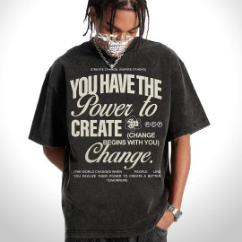 Men's Cotton Washed T Shirt American Street Trend Festival Gift Daily Outfit EssentialColor: Brown, Size: L