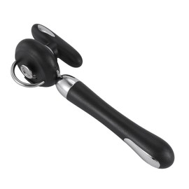 Can Opener Manual Tin Opener Stainless Steel Heavy Duty, Oversized Hand-held Easy Rotary Knob, Safe Cut Manual Can Opener with Non-Slip Handle, Smoother Cut Sharp Blade for Seniors Kitchen Tool, Black
