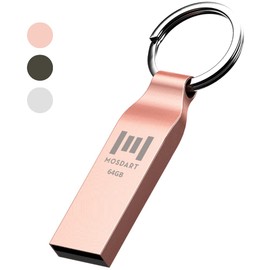 MOSDART - Disco flash USB 2.0 de 64 GB, llavero de metal, con cierre, impermeable, 64 GB, a prueba de polvo, USB2.0, unidad de salto, 64 G, a prueba de golpes, para almacenamiento y respaldo, color