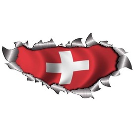 Small Single Flag Of Switzerland Metal Rip Open Sticker
