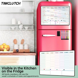 TIMCLUTCH Magnetic Dry Erase Weekly Planner with Hourly Time Slots Whiteboard Calendar for Fridge, Schedule Board, to DO and Chore List for Family 16.5”(L) × 11”(H)