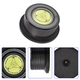 Record Stabilizer, Weight 60Hz Turntable Disc Record Stabilizer Clamp with Bubble Level Vibration Proof LP Vinyl Record Player for Most of Existing LP Record Player(Black)