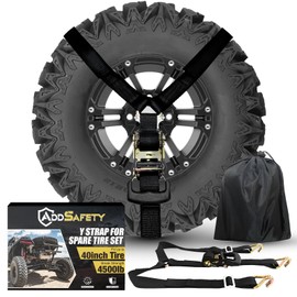 AddSafety Y Strap for Spare Tire,3 Ratchet Straps Tie Down, Heavy Duty Spare Tire Strap for UTV,Roof Rack Spare Tire Mount,Pickup Trucks, black