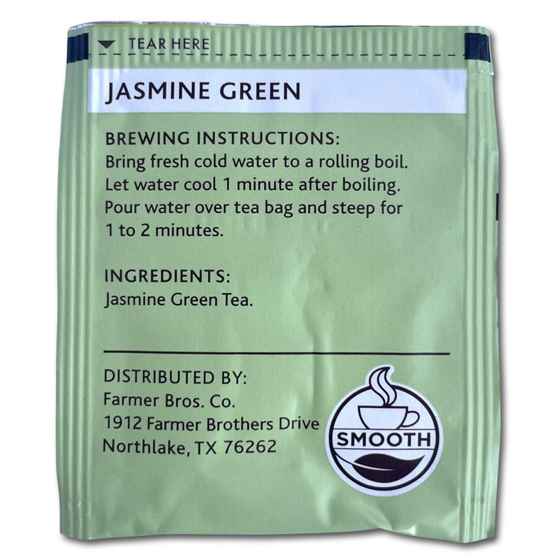 Farmer Brothers Premium Jasmine Green Tea, 25 Individually Wrapped Tea