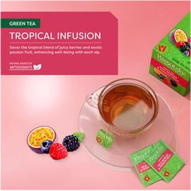 Wissotzky Wild Berries & Passion Fruit Green Tea (6 Pack - 120 Tea Bags | Antioxidant Rich | Tropical Blend Green Tea Bags