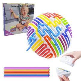 Juguetes sensoriales de actividad, juguetes de silicona para aliviar el estrés, ansiedad, TDAH y calma, bola sensorial para autismo para niños a partir de 3 años y adultos, una bola y 16 cuerdas