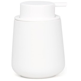 Soap Dispenser Ceramic, Hand Soap Dispenser Bathroom with Spring Pump, Easy to Press, Minimalist Modern Design Dish Soap Lotion Dispenser for Kitchen, Pure White Refillable Liquid Soap Bottle, 12 Oz