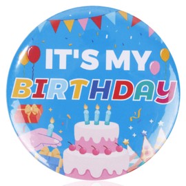 Mikovivi It's My Birthday Pin, 2.28 Inch Diameter Happy Birthday Badge Pins Boys Girls Brooch Cute Badge for Women Men Gifts Party Decorations (Blue)