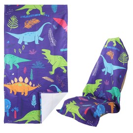 LoyaGour Car Seat Towel Covers Front Seats for Yoga,Gym,Workout,Sports,Running,Beach and Travel,Automotive Cute Washable Sweat Towels Seat Protector Cover Blanket for Cars Golf Trucks (Dinosaur, 1Pcs)