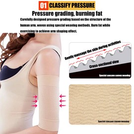 2 Pairs Acrylic Slimming Arm Shaper Upper Arm Sleeves Wraps Female Arm Trainers Slim Compression Arm Shaper Tattoo Cover Up Sleeves for Women Sport Fitness (Black + Skin Color)