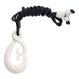 81stgeneration Women's Men's Hand Carved Bone Maori Pikorua Twist Double Koru Pendant Necklace