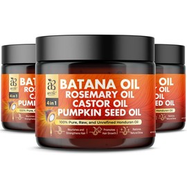 ARCTIC BEAUTY! Batana Oil Cream (4-in-1) - 100% Pure and Unrefined Honduran Oil Blend with Rosemary Oil, Castor Oil, & Pumpkin Seed Oil - (5 oz) - Specification: 3 Jars